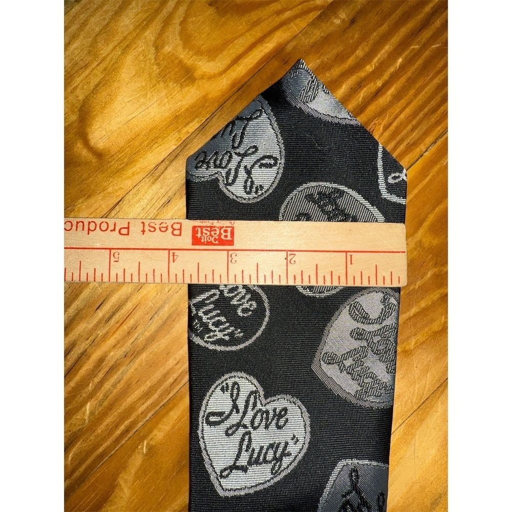 I Love Lucy Necktie‎ Black Geometric TV Show Nostalgia Unisex Tie Careercore - Picture 6 of 6